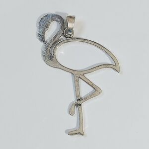 Large Silver Flamingo Pendant